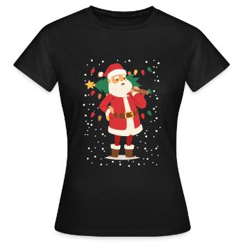 Père Noël, Père Noël, Noël - T-shirt Femme - noir - Devant - AI Model Female 172 dark (172cm)