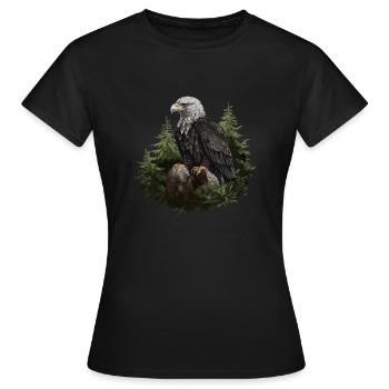 Forêt animale d’aigle à tête blanche - T-shirt Femme - noir - Devant - AI Model Female 172 dark (172cm)