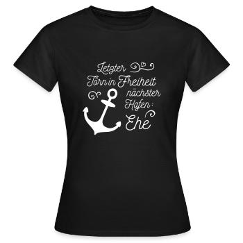 Anker JGA Törn Hafen Ehe junggesellenabschied - Frauen T-Shirt - Schwarz - Vorne - AI Model Female 172 dark (172cm)