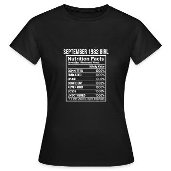 September 1982 - 40th birthday gift. Awesome. - Women's T-Shirt - black - Front - AI Model Female 172 dark (172cm)