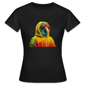 Perroquet avec lunettes de soleil Perroquets froids colorés - T-shirt Femme - noir - Devant - AI Model Female 172 dark (172cm)
