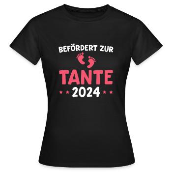 Befördert zur Tante 2024 Schwanger Patentante - Frauen T-Shirt - Schwarz - Vorne - AI Model Female 172 dark (172cm)