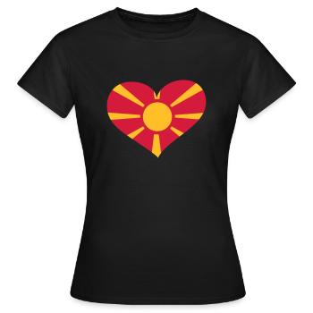 Mazedonien Herz; Heart Macedonia - Frauen T-Shirt - Schwarz - Vorne - AI Model Female 172 dark (172cm)