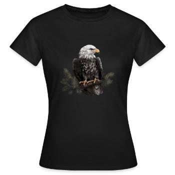 Forêt animale d’aigle à tête blanche - T-shirt Femme - noir - Devant - AI Model Female 172 dark (172cm)