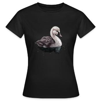Baby Swan Bird Chick - Women's T-Shirt - black - Front - AI Model Female 172 dark (172cm)