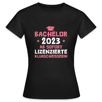 Bachelorprüfung bestanden 2023 Studentin Bachelor - Frauen T-Shirt - Schwarz - Vorne - AI Model Female 172 dark (172cm)