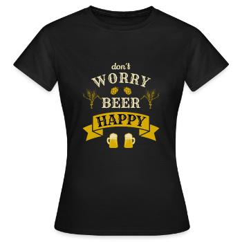 BEER HAPPY | Beer Alcohol Gift Craft Beer - Women's T-Shirt - black - Front - AI Model Female 172 dark (172cm)
