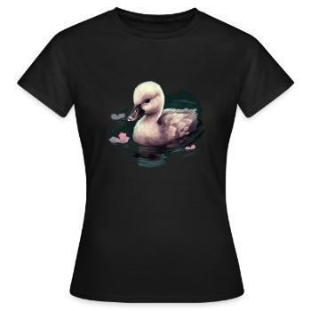 Bébé cygne Oiseau Poussin - T-shirt Femme - noir - Devant - AI Model Female 172 dark (172cm)