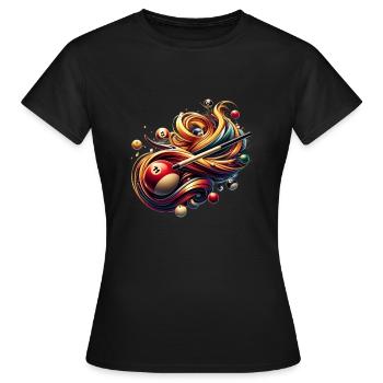 Billard spielen mit dem Queue am Billardtisch - Frauen T-Shirt - Schwarz - Vorne - AI Model Female 172 dark (172cm)