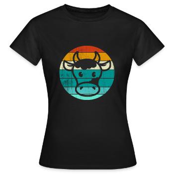 Vache visage drôle ferme alpage élevage - T-shirt Femme - noir - Devant - AI Model Female 172 dark (172cm)