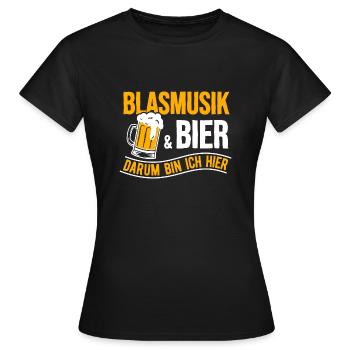 Musique de soufflage et de bière C’est moi Ici Musicien - T-shirt Femme - noir - Devant - AI Model Female 172 dark (172cm)