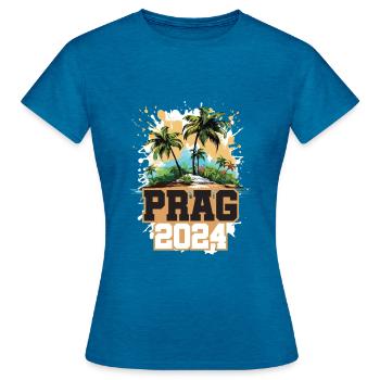 Prag 2024 Reisen Urlaub - Frauen T-Shirt - Antikblaues Saphir meliert - Vorne - AI Model Female 172 dark (172cm)