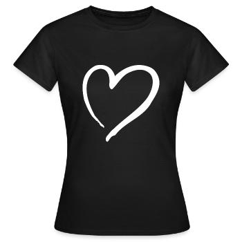 Coup de pinceau blanc coeur - T-shirt Femme - noir - Devant - AI Model Female 172 dark (172cm)