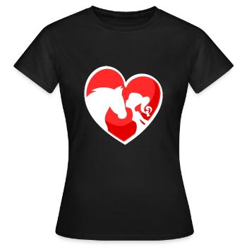 Herz Pferd Mädchen - Frauen T-Shirt - Schwarz - Vorne - AI Model Female 172 dark (172cm)