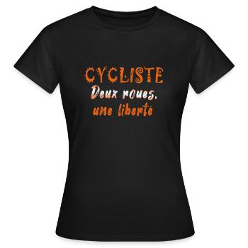 velo cycliste deux roues une liberté v - T-shirt Femme - noir - Devant - AI Model Female 172 dark (172cm)