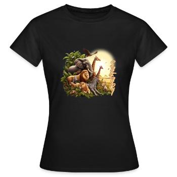 Safari Serengeti Savanne Wildtiere Afrika - Frauen T-Shirt - Schwarz - Vorne - AI Model Female 172 dark (172cm)