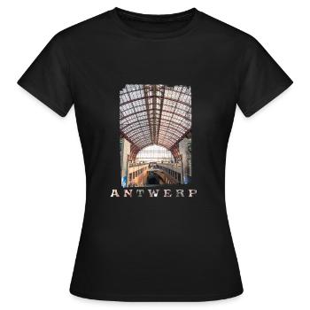 STATION CENTRALE D'ANVERS - T-shirt Femme - noir - Devant - AI Model Female 172 dark (172cm)