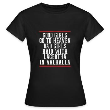 Böse Mädchen Überfallen In Walhalla - Frauen T-Shirt - Schwarz - Vorne - AI Model Female 172 dark (172cm)