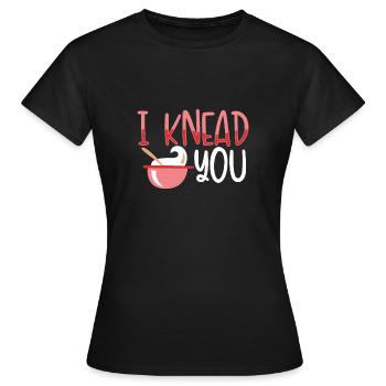 Ich Knete Dich Teig - Frauen T-Shirt - Schwarz - Vorne - AI Model Female 172 dark (172cm)