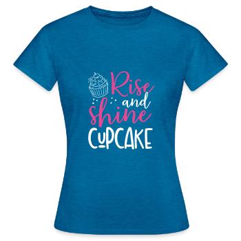 Get up and shine cupcake - Women's T-Shirt - antique blue sapphire heather - Front - AI Model Female 172 dark (172cm)