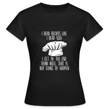 Je lis des recettes de cuisine - T-shirt Femme - noir - Devant - AI Model Female 172 dark (172cm)