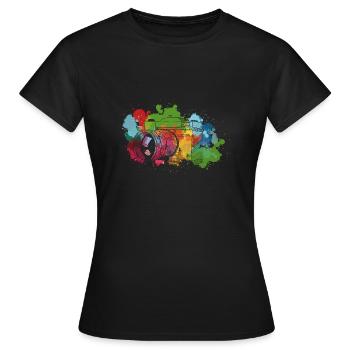 Appareil photo numérique à éclaboussures de couleur - T-shirt Femme - noir - Devant - AI Model Female 172 dark (172cm)