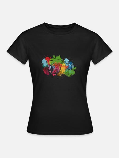 Farbspritzer Digitalkamera - Frauen T-Shirt - Schwarz