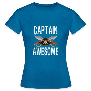 Piratenkapitän Genial - Frauen T-Shirt - Antikblaues Saphir meliert - Vorne - AI Model Female 172 dark (172cm)