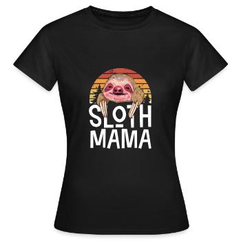 Sloth Mama Retro - Women's T-Shirt - black - Front - AI Model Female 172 dark (172cm)