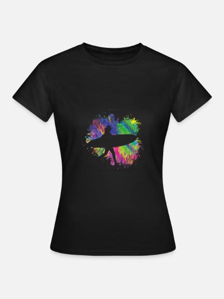 Sommersurfer Mit Brett - Frauen T-Shirt - Schwarz