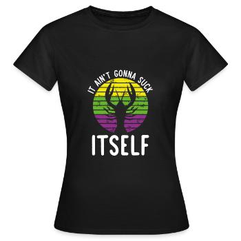 Il va se sucer lui-même - T-shirt Femme - noir - Devant - AI Model Female 172 dark (172cm)
