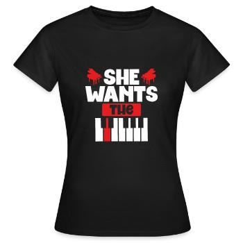Sie möchte Die Tastatur - Frauen T-Shirt - Schwarz - Vorne - AI Model Female 172 dark (172cm)