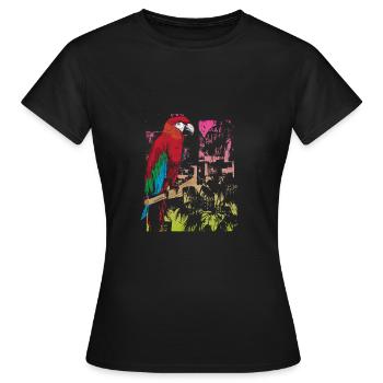 Papagei Auf Einem Ast Im Amazonas - Frauen T-Shirt - Schwarz - Vorne - AI Model Female 172 dark (172cm)