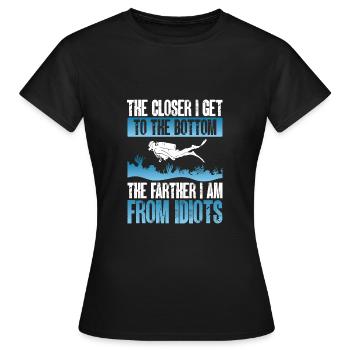 Suivant Je suis loin des idiots - T-shirt Femme - noir - Devant - AI Model Female 172 dark (172cm)