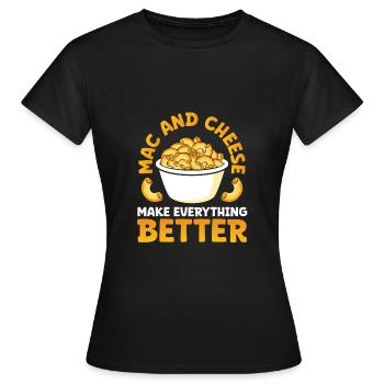 Mac et fromage tout mieux - T-shirt Femme - noir - Devant - AI Model Female 172 dark (172cm)