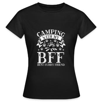 Camping Mit Meinem Besten Pelzigen - Frauen T-Shirt - Schwarz - Vorne - AI Model Female 172 dark (172cm)