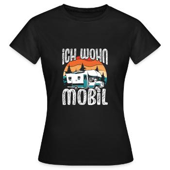 Ich wohn Mobil - Frauen T-Shirt - Schwarz - Vorne - AI Model Female 172 dark (172cm)