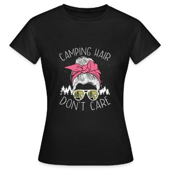 Campinghaare Kümmern Sich Nicht Darum - Frauen T-Shirt - Schwarz - Vorne - AI Model Female 172 dark (172cm)