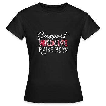 Les animaux sauvages élèvent des jeunes - T-shirt Femme - noir - Devant - AI Model Female 172 dark (172cm)