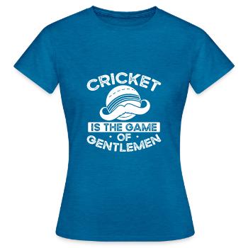 Le cricket est le jeu des gentlemen - T-shirt Femme - bleu saphir antique chiné - Devant - AI Model Female 172 dark (172cm)