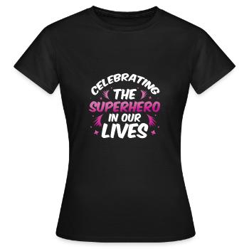 Wir feiern die Superhelden - Frauen T-Shirt - Schwarz - Vorne - AI Model Female 172 dark (172cm)