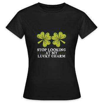 Hör Auf, Auf Meinen Charme Zu Schauen - Frauen T-Shirt - Schwarz - Vorne - AI Model Female 172 dark (172cm)