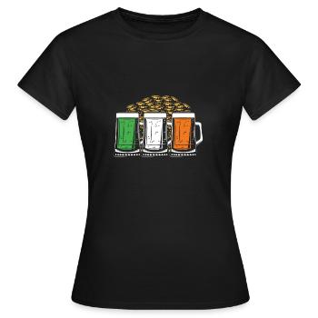 Bière irlandaise avec de l’or - T-shirt Femme - noir - Devant - AI Model Female 172 dark (172cm)