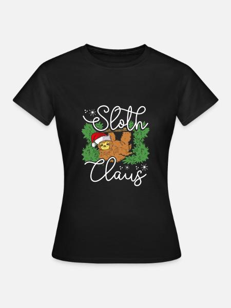 Weihnachtsfaultier - Frauen T-Shirt - Schwarz