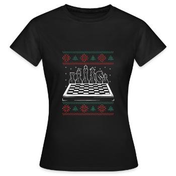 Weihnachtliches Schachbrett - Frauen T-Shirt - Schwarz - Vorne - AI Model Female 172 dark (172cm)