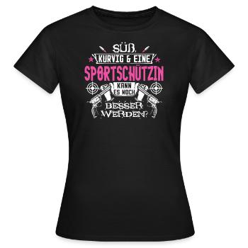 Sportschützin/Sportschießen/Schießstand/Schießen - Frauen T-Shirt - Schwarz - Vorne - AI Model Female 172 dark (172cm)