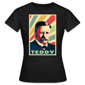 Teddy Roosevelt Vintage Farben - Frauen T-Shirt - Schwarz - Vorne - AI Model Female 172 dark (172cm)