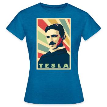 Nikola Tesla - Women's T-Shirt - antique blue sapphire heather - Front - AI Model Female 172 dark (172cm)