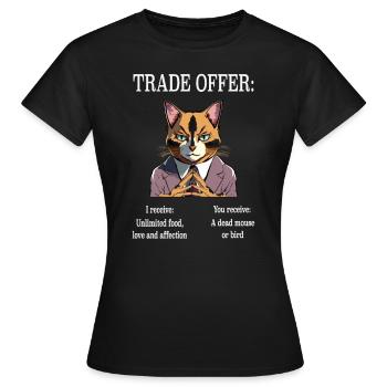 trade offer meme cat - Women's T-Shirt - black - Front - AI Model Female 172 dark (172cm)