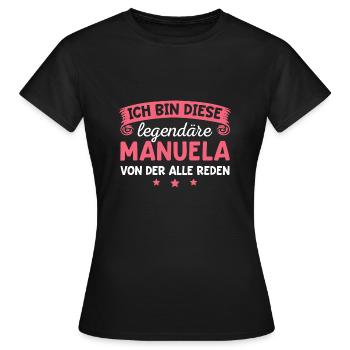 Manuela Vorname Geschenk - Frauen T-Shirt - Schwarz - Vorne - AI Model Female 172 dark (172cm)